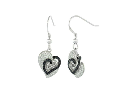 Two Tone Plated Gemstone Heart Shape Dangle Earring